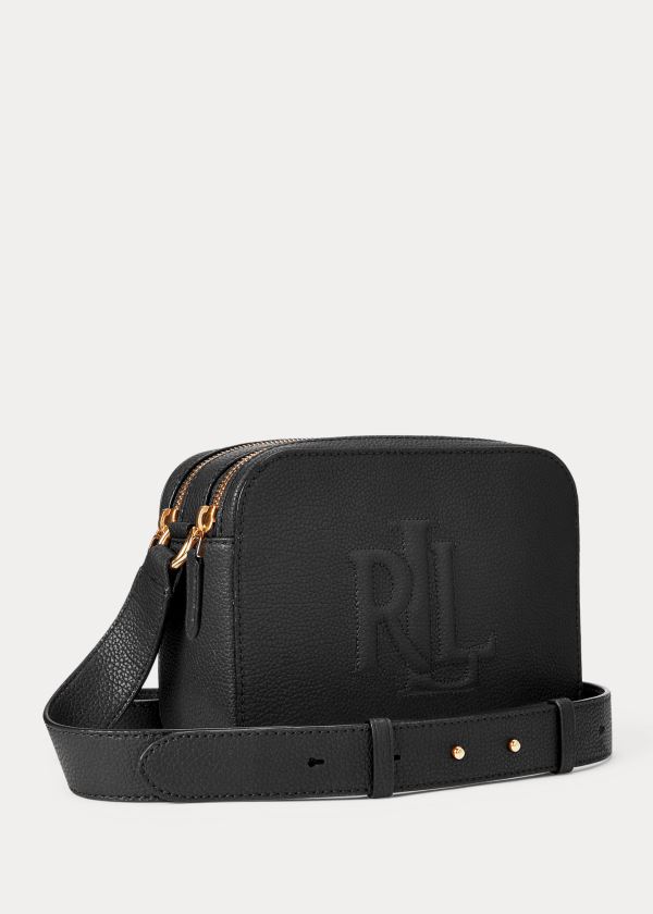 Bolsa Cruzadas Ralph Lauren Mujer Negros - Leather Hayes - USZXI5309